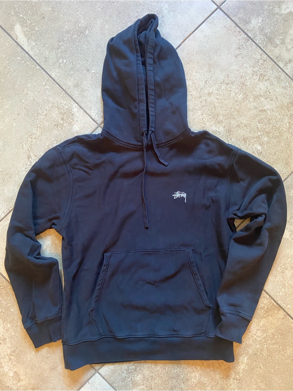 Black Pullover Stussy Hoodie- Classic Logo size medium